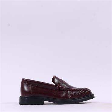 Wonders Eva Ruched Penny Loafer - Burgundy Leather